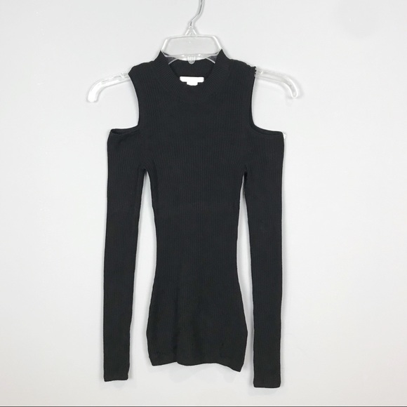 Sweater Cold Shoulder High Neck Black C - Picture 3 of 9